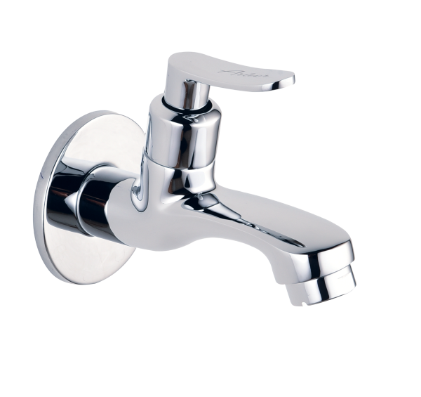 COR-112 Long Body Bib Cock With Wall Flange