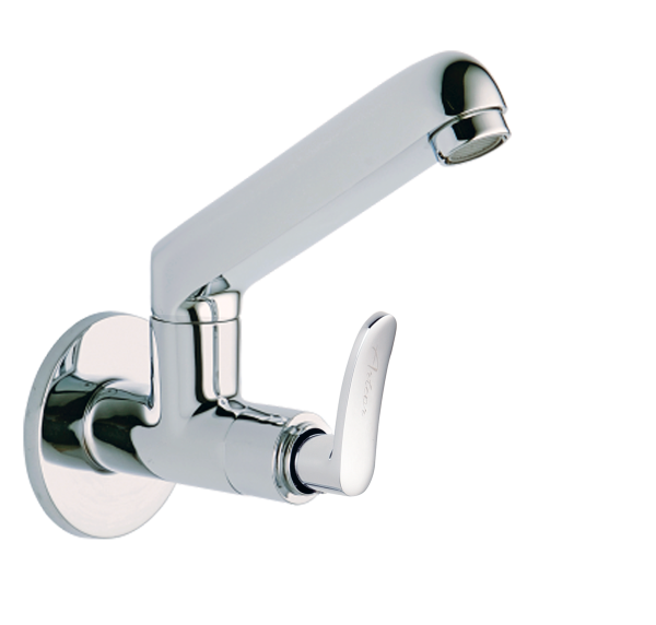 COR-130 Sink Cock With Casted Swivel Spout Wall Mounted