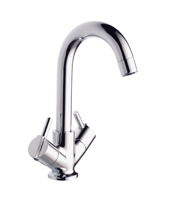 DEL-105 Center Hole Basin Mixer With 450mm Braided Hoses