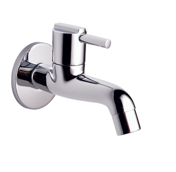 DEL-112 Long Body Bib Cock With Wall Flange