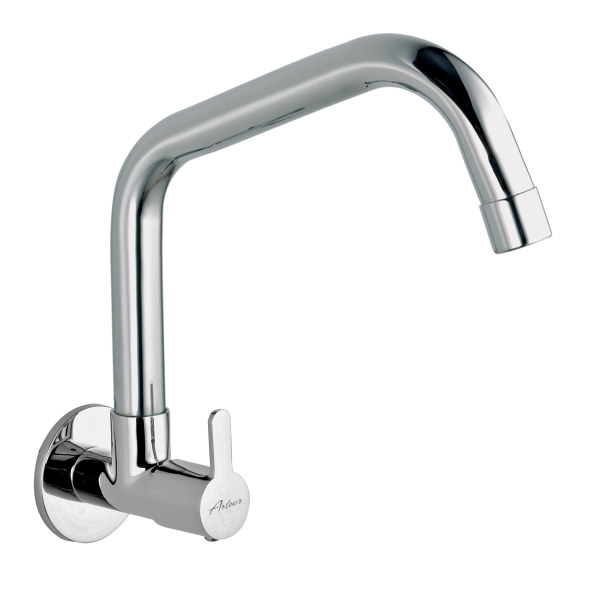FUS-132 Sink Cock With Extended Swivel Spout Wall Mounted