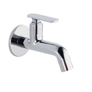 PLO-112 Long Body Bib Cock With Wall Flange