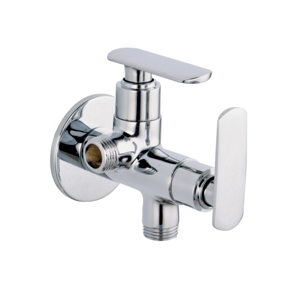 PLO-122 Angular Stop Cock Dual Handle with Wall Flange