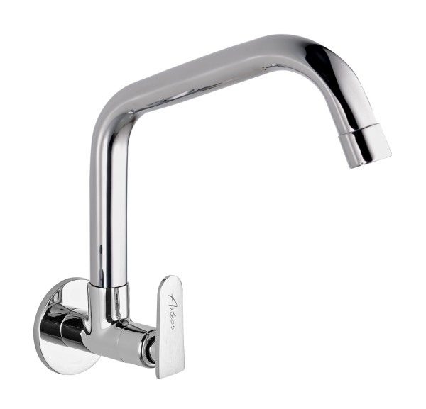 TIT-132 Sink Cock With Extended Swivel Spout Wall Mounted